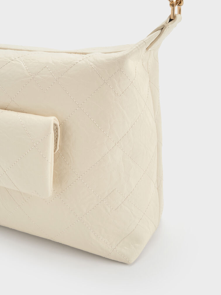 Tas Hobo Front-Pocket Quilted Duo, Cream, hi-res