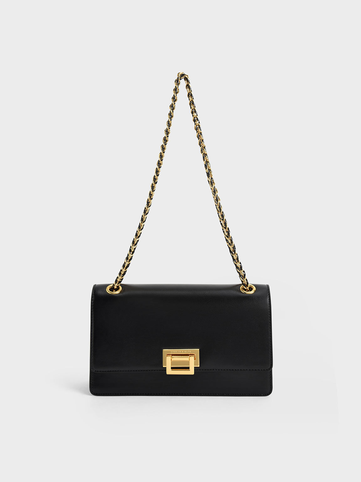 Black shoulder bag with gold chain online