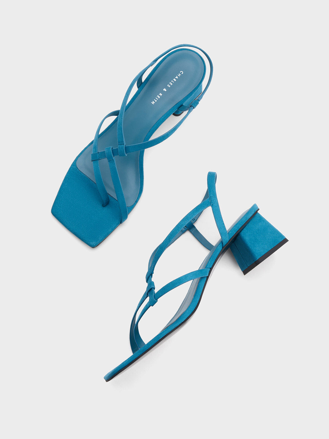 Textured Asymmetric Interwoven Thong Sandals, Blue, hi-res