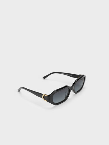 Kacamata Gabine Recycled Acetate Oval, Black, hi-res