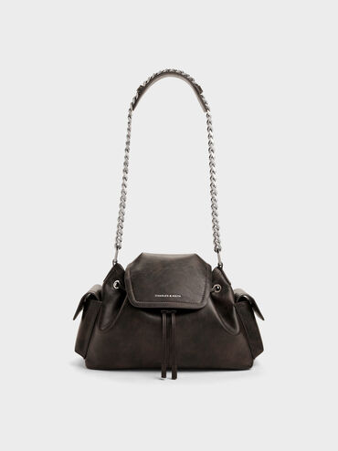 Tas Bucket Side-Pocket Noane, Dark Brown, hi-res