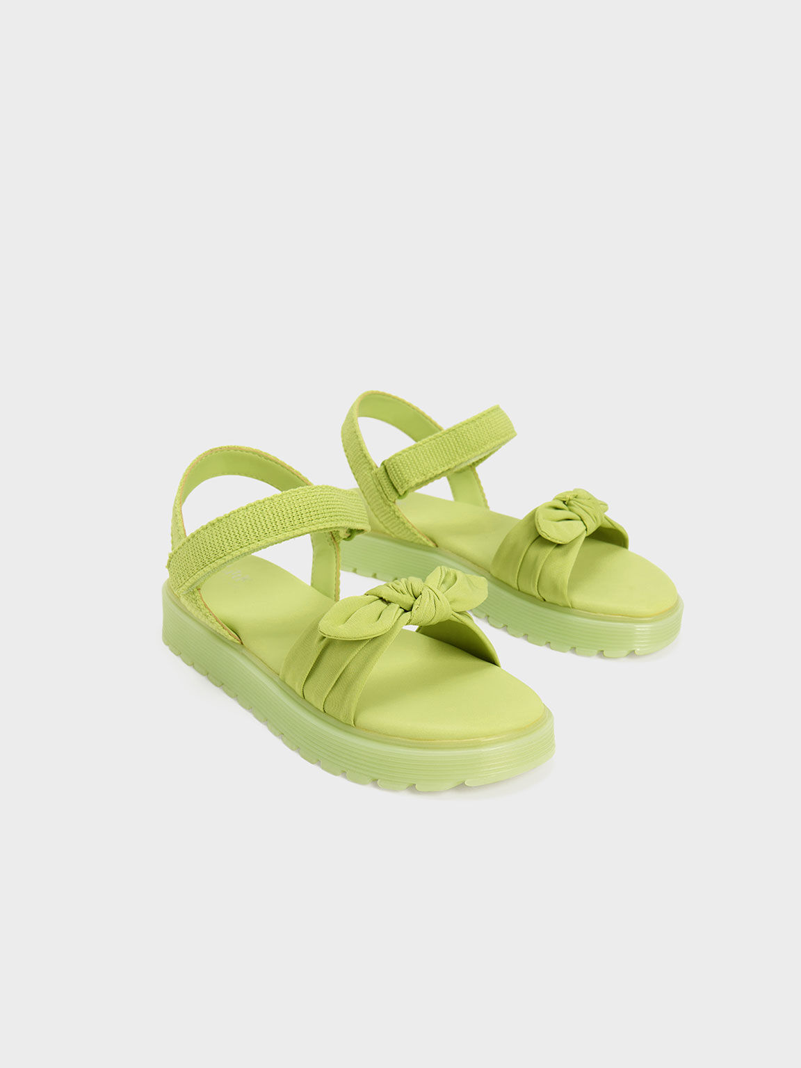 Girls' Nylon Knotted Sandals, Lime, hi-res