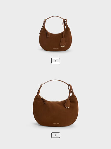 Vega Faux Suede Hobo Bag, Pecan Brown, hi-res