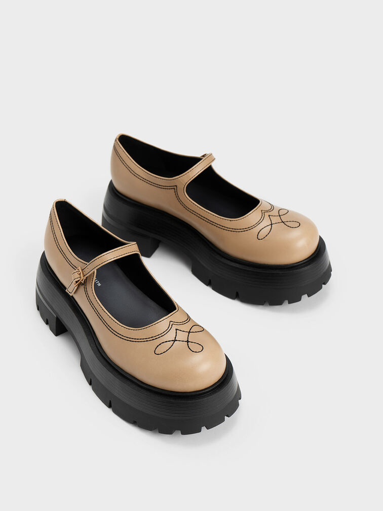 Lenox Stitch-Trim Mary Janes, Sand, hi-res