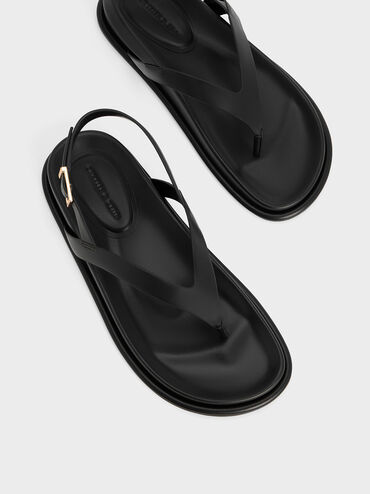 Sandal Thong V-Strap, Black, hi-res