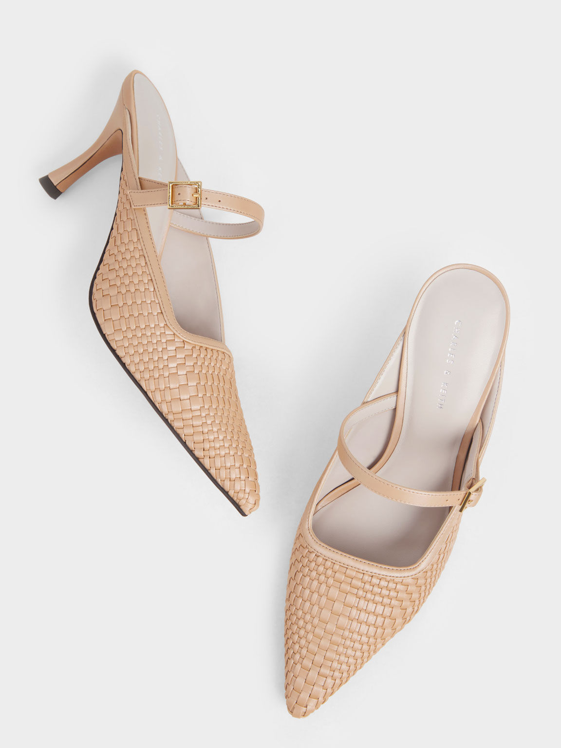 Woven Heeled Mules, Camel, hi-res