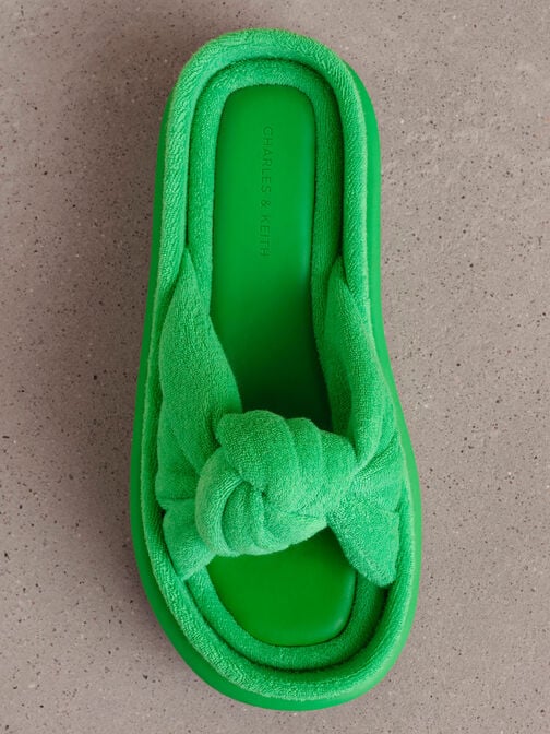 Sandal Slide Knotted Loey Textured, Green, hi-res