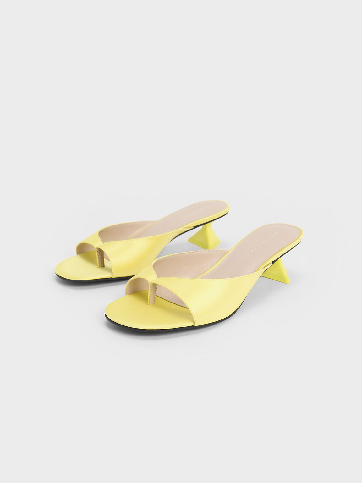 Recycled Polyester Sculptural Heel Thong Sandals, Yellow, hi-res