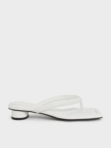 Sandal Puffy Thong Asymmetric-Toe, White, hi-res