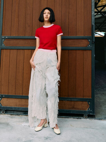 Sepatu Pumps Slingback Danni Patent, Chalk, hi-res