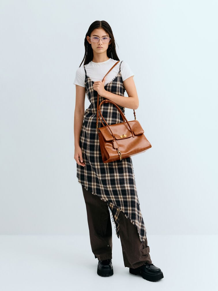 Kerry Trapeze Tote Bag, Distressed Tan, hi-res