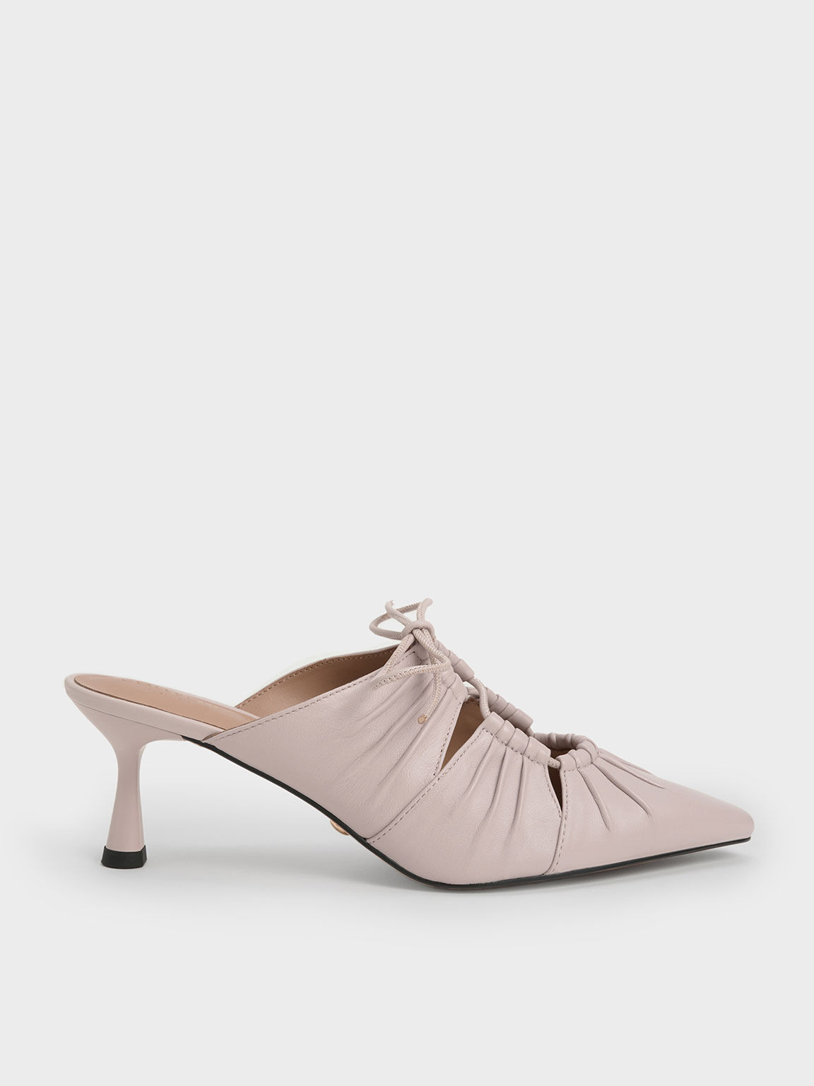 Landis Leather Ruched Bow-Tie Mules, Pink, hi-res