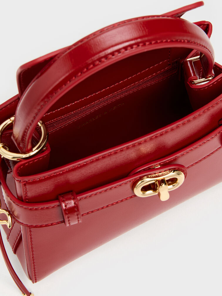 Tas Top Handle Horse-Motif Bow Aubrielle, Tomato Red, hi-res
