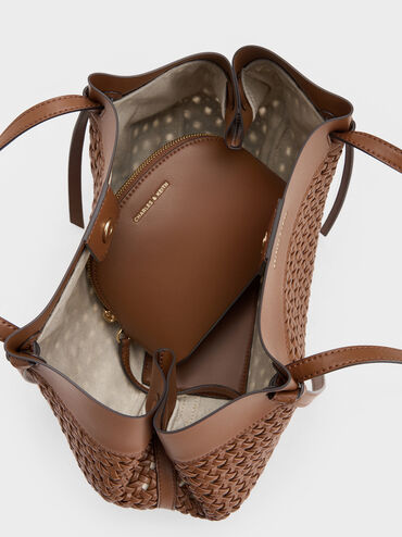 Tas Tote Woven Calla, Chocolate, hi-res