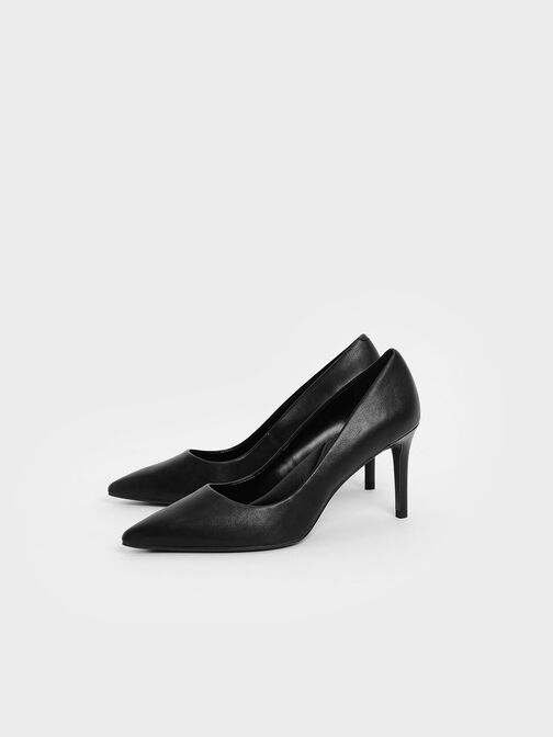 Sepatu Pointed Toe Stiletto Pumps, Black, hi-res
