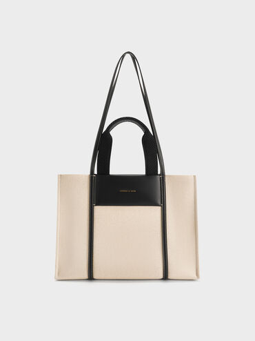 Tote Bag Shalia Canvas, Beige Canvas, hi-res