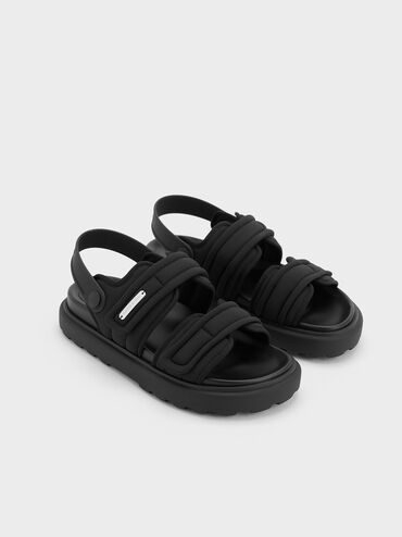 Sandal Puffy Romilly, Black Textured, hi-res