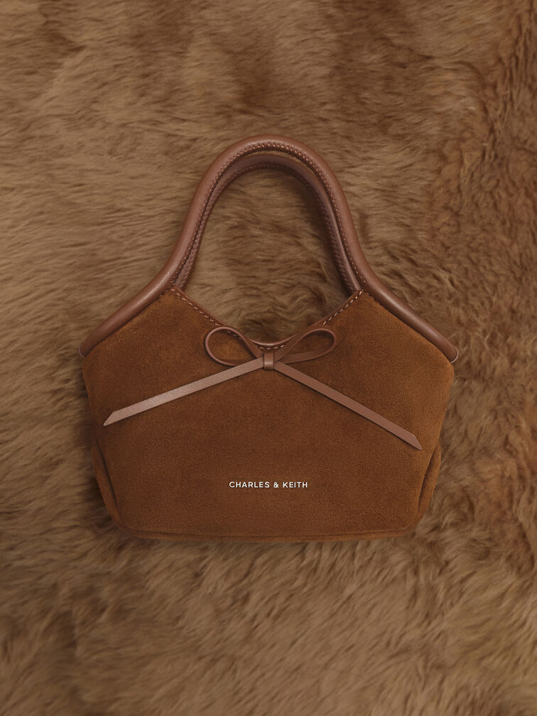 Hazel Bow Tubular Top Handle Bag, Pecan Brown, hi-res