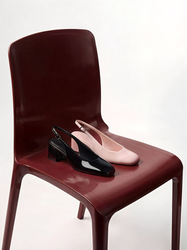 Sepatu Pumps Slingback Danni Patent, Black Patent, hi-res