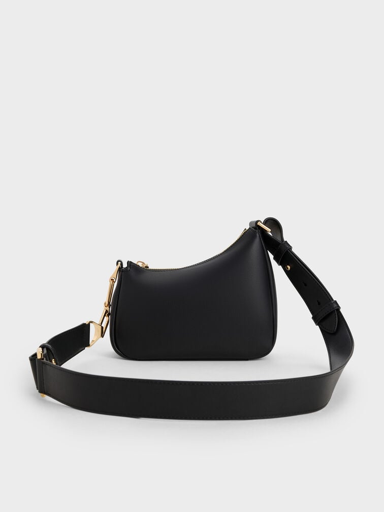 Tas Bahu Chain-Accent Agatha Mini, Black, hi-res
