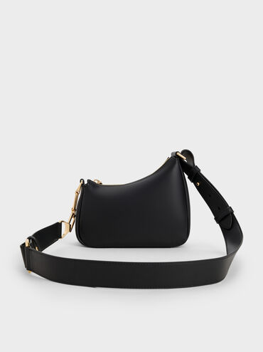 Tas Bahu Chain-Accent Agatha Mini, Black, hi-res