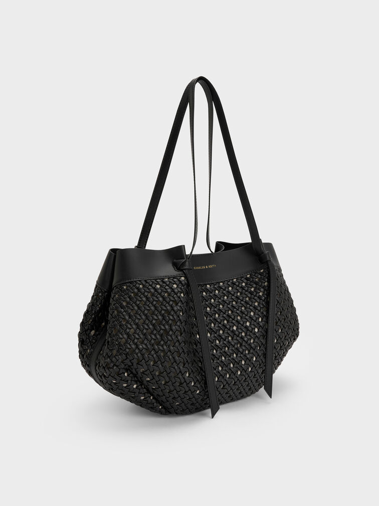 Tas Tote Woven Calla, Black, hi-res