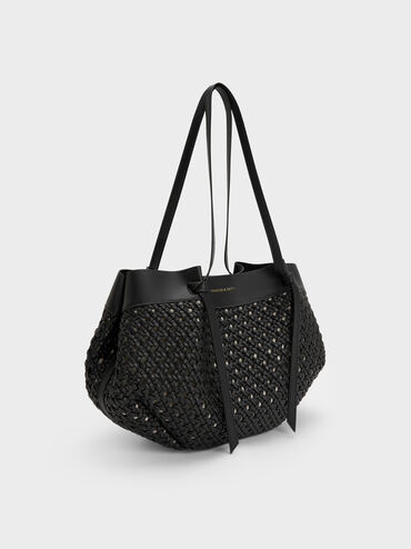 Tas Tote Woven Calla, Black, hi-res