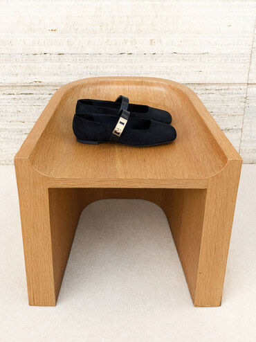 Lando Faux Suede Mary Jane Flats, Black2, hi-res