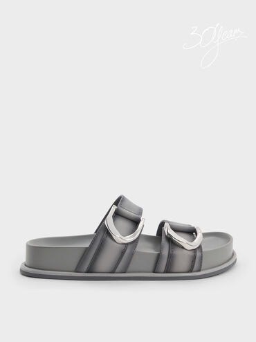 Gabine Leather Ombre Buckled Sandals, Light Grey, hi-res