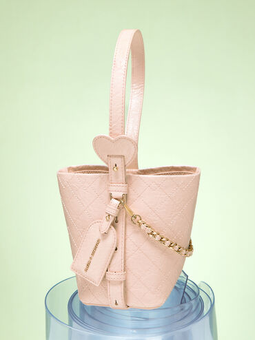 Tas Bucket Chain Quilted Duo, Soft Pink, hi-res