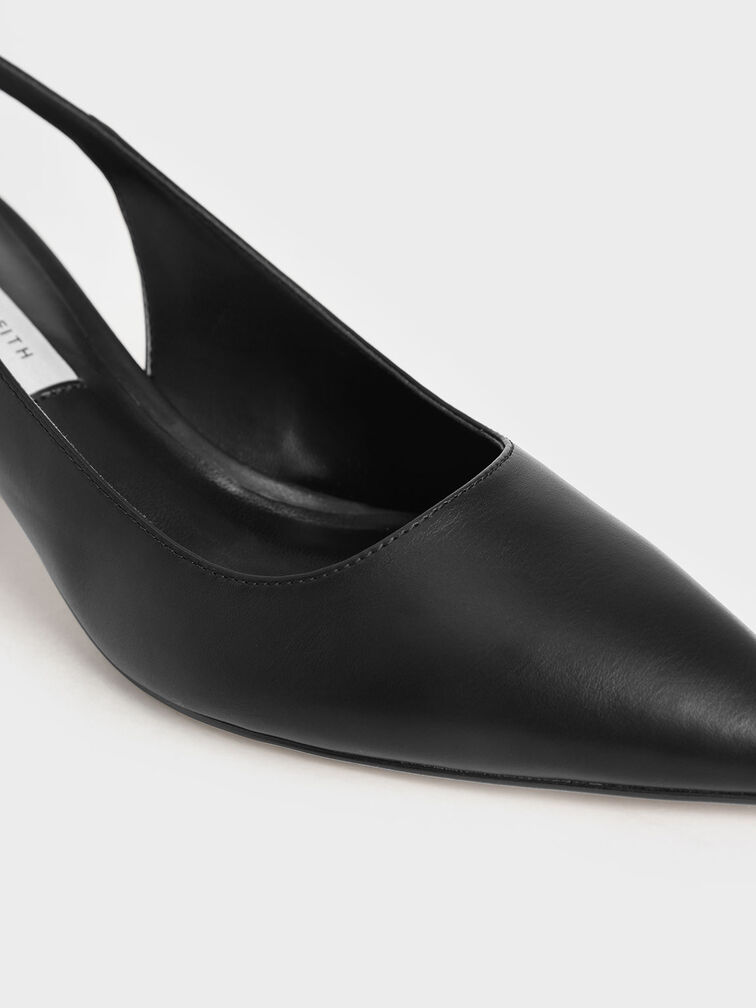 Sepatu Pumps Metallic Accent Slingback, Black, hi-res
