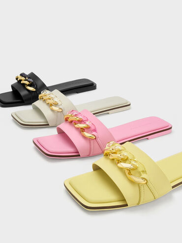 Sandal Slide Chunky Chain-Link, Pink, hi-res
