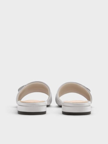 Sandal selip Buckle-Strap Teardrop-Crystal Satin, Silver, hi-res