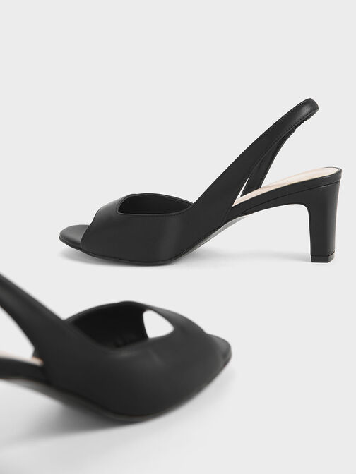 Sandal Slingback Heels Open Toe D'Orsay, Black, hi-res