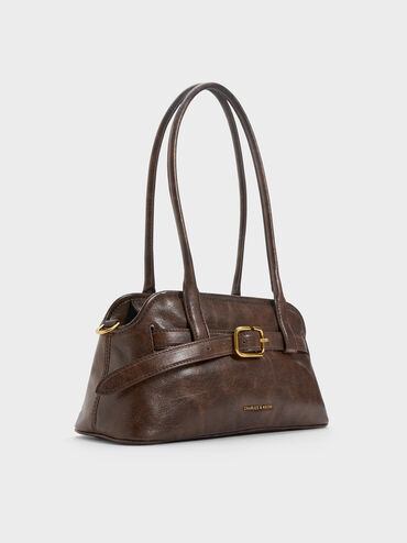 Tas Bahu Belted Studded Victoria, Distressed Coffee, hi-res