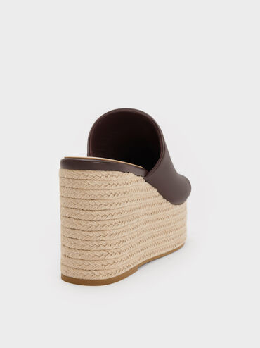Sepatu Wedges Espadrille Metallic-Accent, Maroon, hi-res