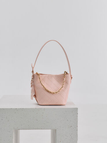 Tas Bucket Chain Quilted Duo, Soft Pink, hi-res