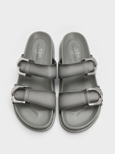 Sandal Gabine Buckled Ombre Leather, Light Grey, hi-res