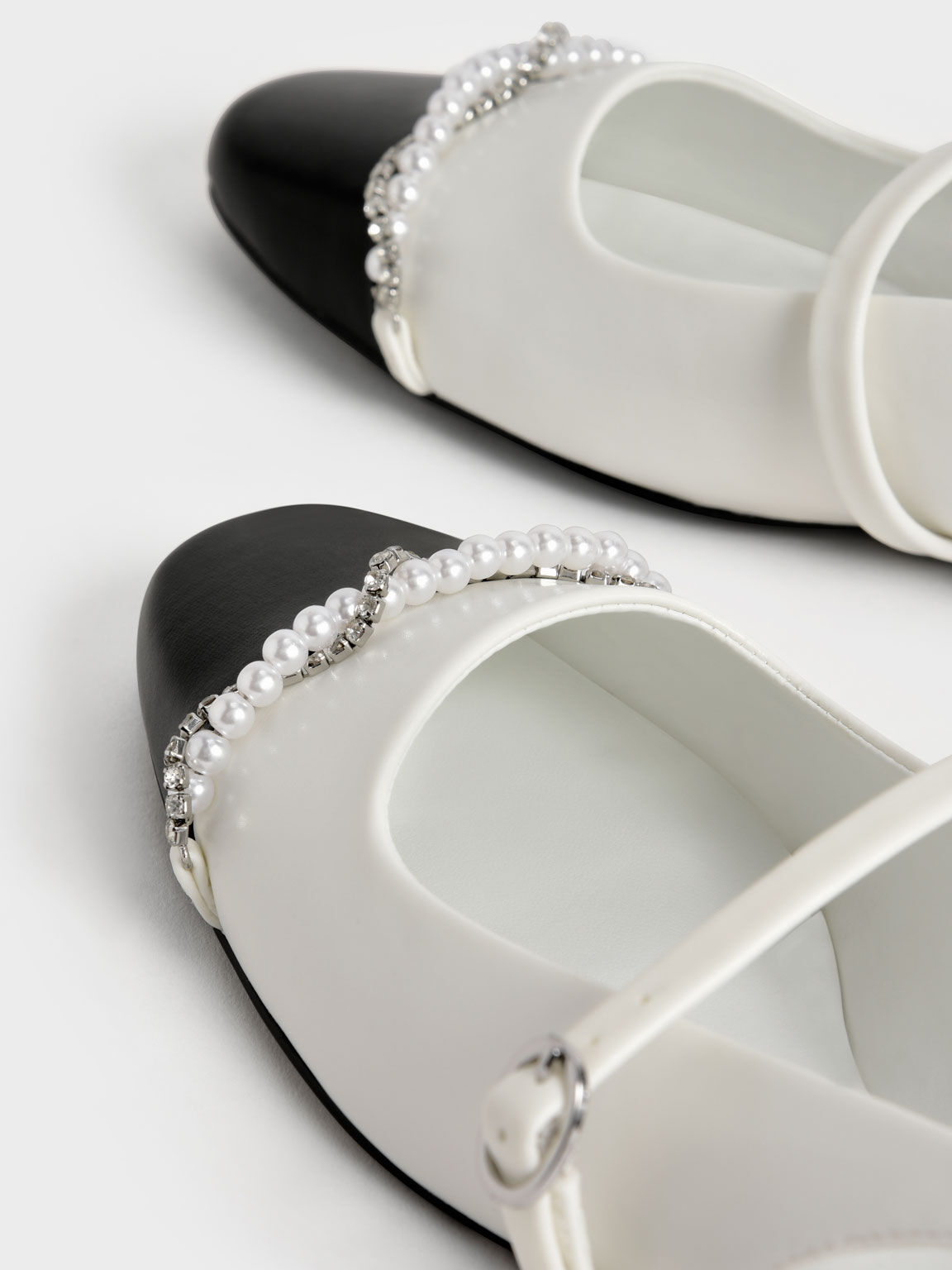 Bead & Gem-Embellished Slingback Ballerinas, White, hi-res