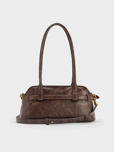 Tas Bahu Belted Studded Victoria, Distressed Coffee, hi-res
