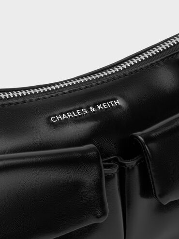 Tas Bahu Chain Front-Pocket Rachel, Noir, hi-res
