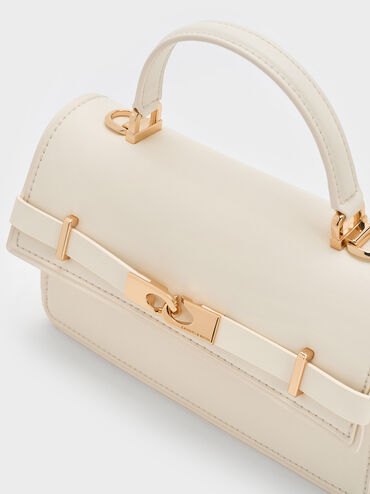 Tas Top Handle Belted Arlet, Cream, hi-res