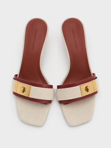 Sepatu Mules Kitten-Heel Aelin Canvas, Multi, hi-res