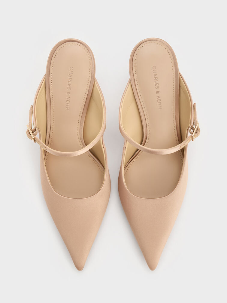Sepatu Mules Buckle-Strap Teardrop-Crystal, Gold, hi-res