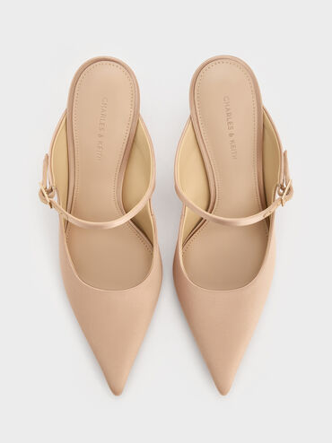 Sepatu Mules Buckle-Strap Teardrop-Crystal, Gold, hi-res