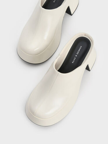 Sepatu Platform Mules Rubina, White, hi-res