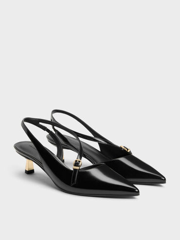 Sepatu Pumps Slingback D'Orsay Asimetris, Black Box, hi-res