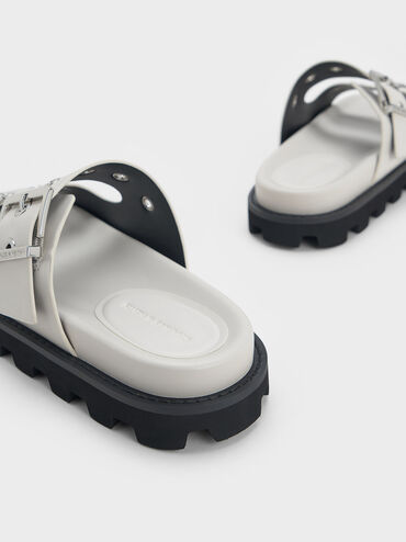 Sandal Slides Grommet Double-Strap Trill, White, hi-res