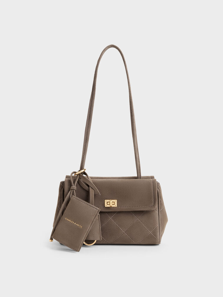 Tas Tote Quilted Apfra, Stone Grey, hi-res