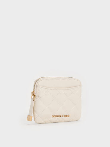 Duo Quilted Card Holder, Cream, hi-res